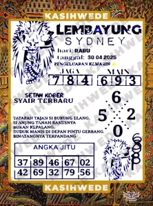 Syair SDY 30 April 2025
