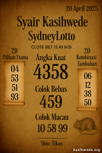 Syair SDY 20 April 2025