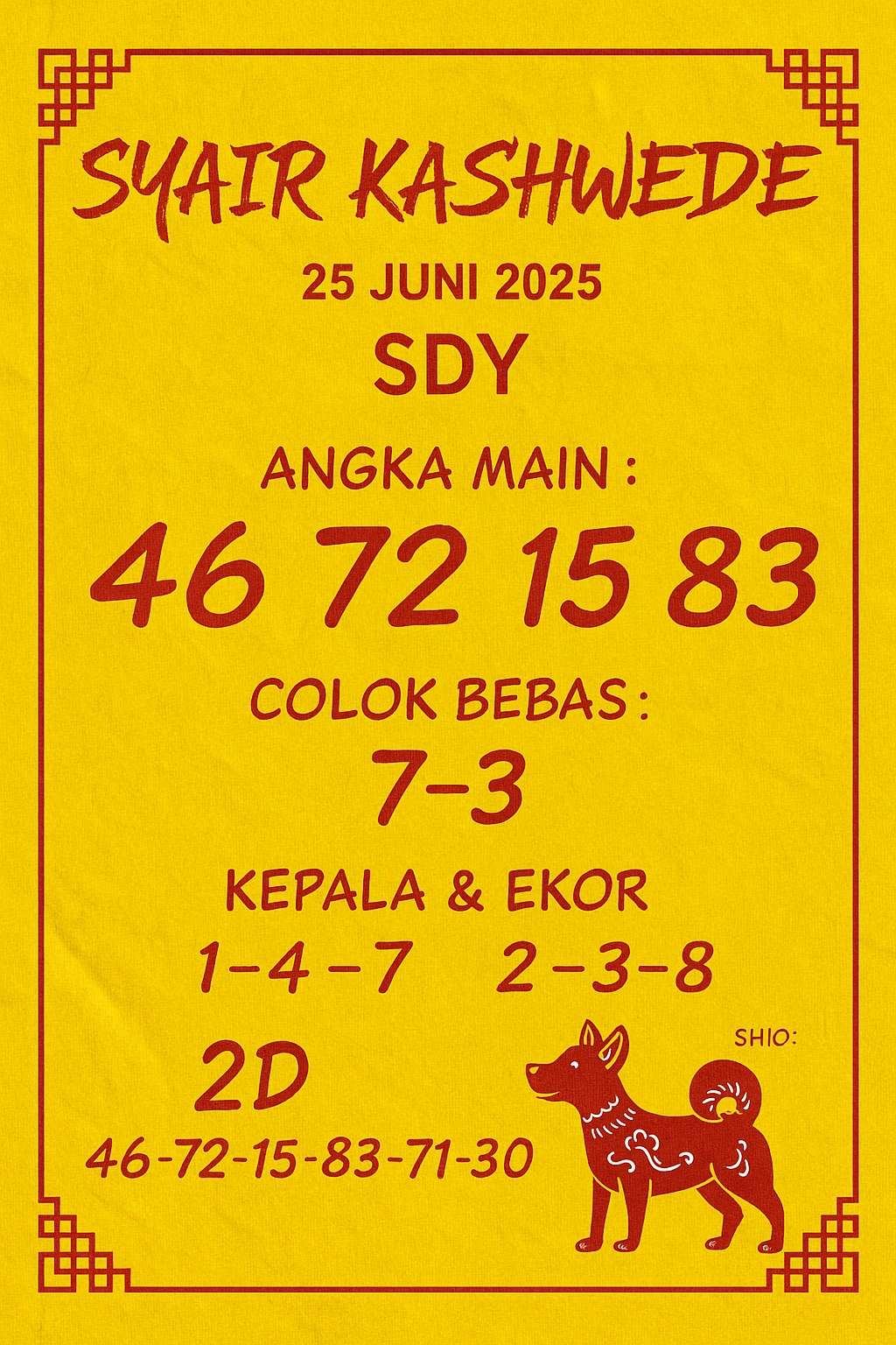 Syair SDY 25 Juni 2025