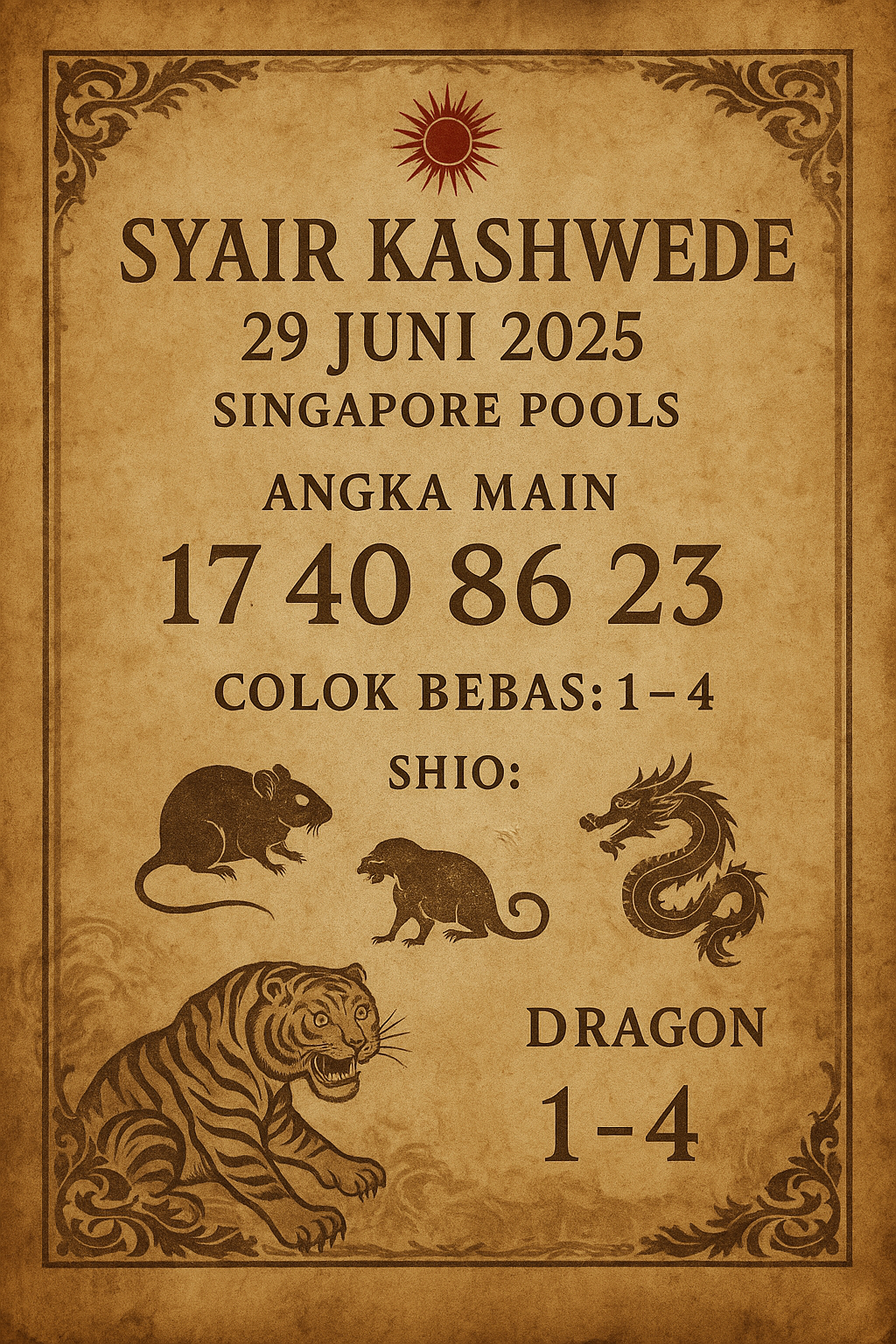 Syair SGP 29 Juni 2025
